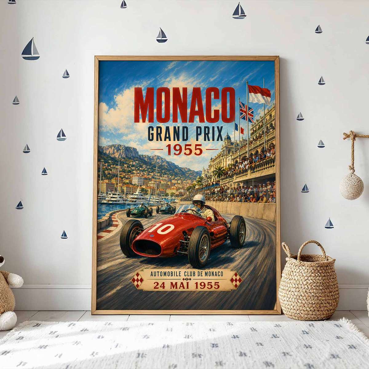 Formula One Monaco wall art combining mechanical detail and competitive motion in a competitive composition