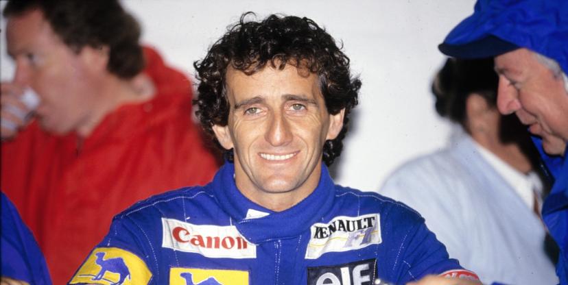 Alain Prost in race helmet