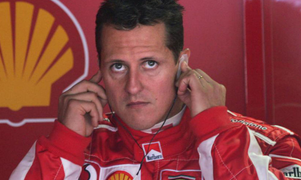 Michael Schumacher in Ferrari-era Formula 1 suit