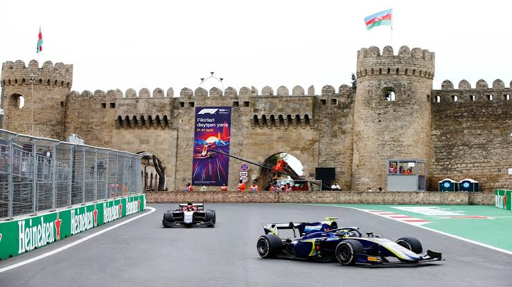 Baku City Circuit tight castle section and long straights
