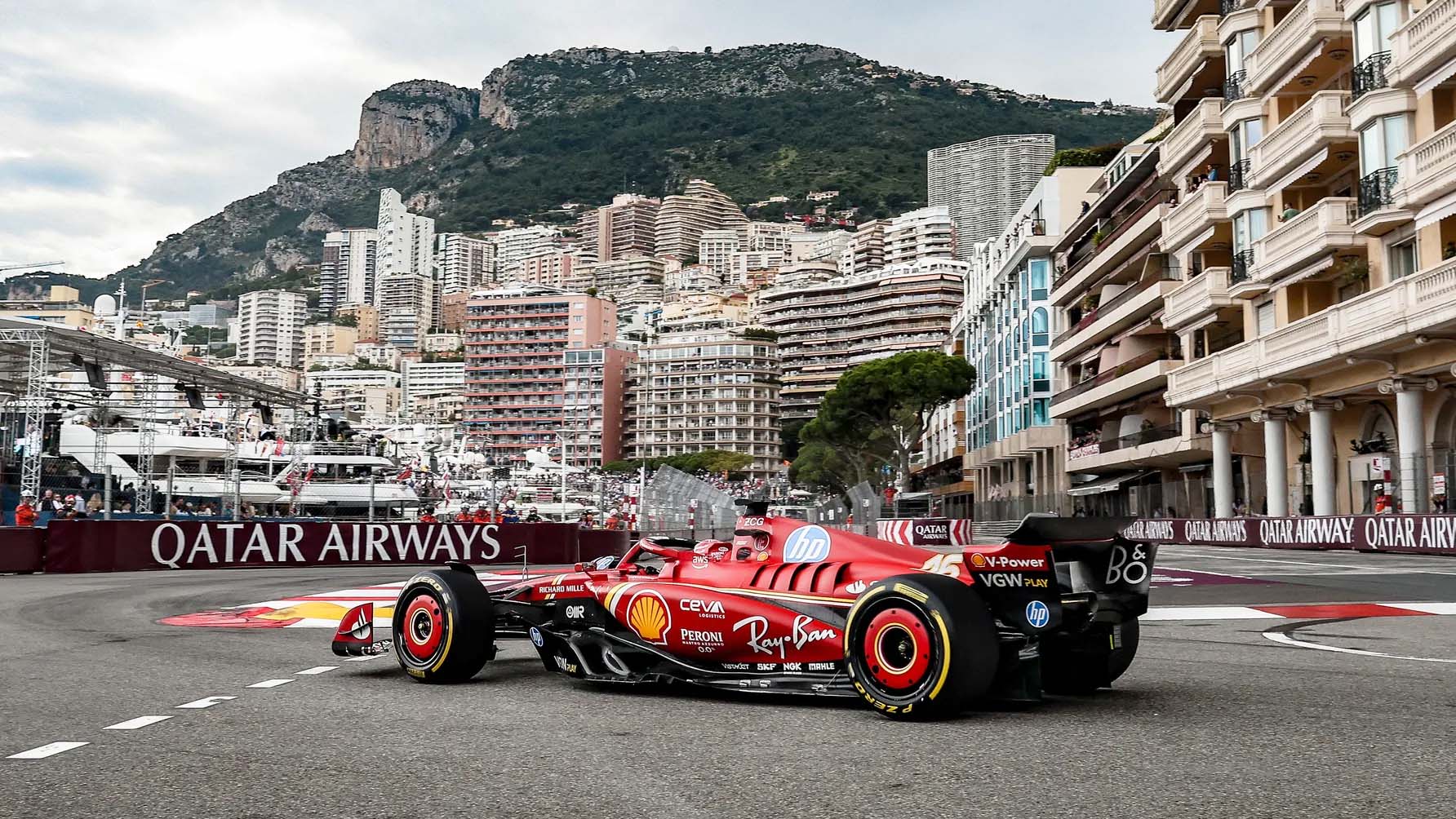 Circuit de Monaco street layout, narrow walls and harbour section