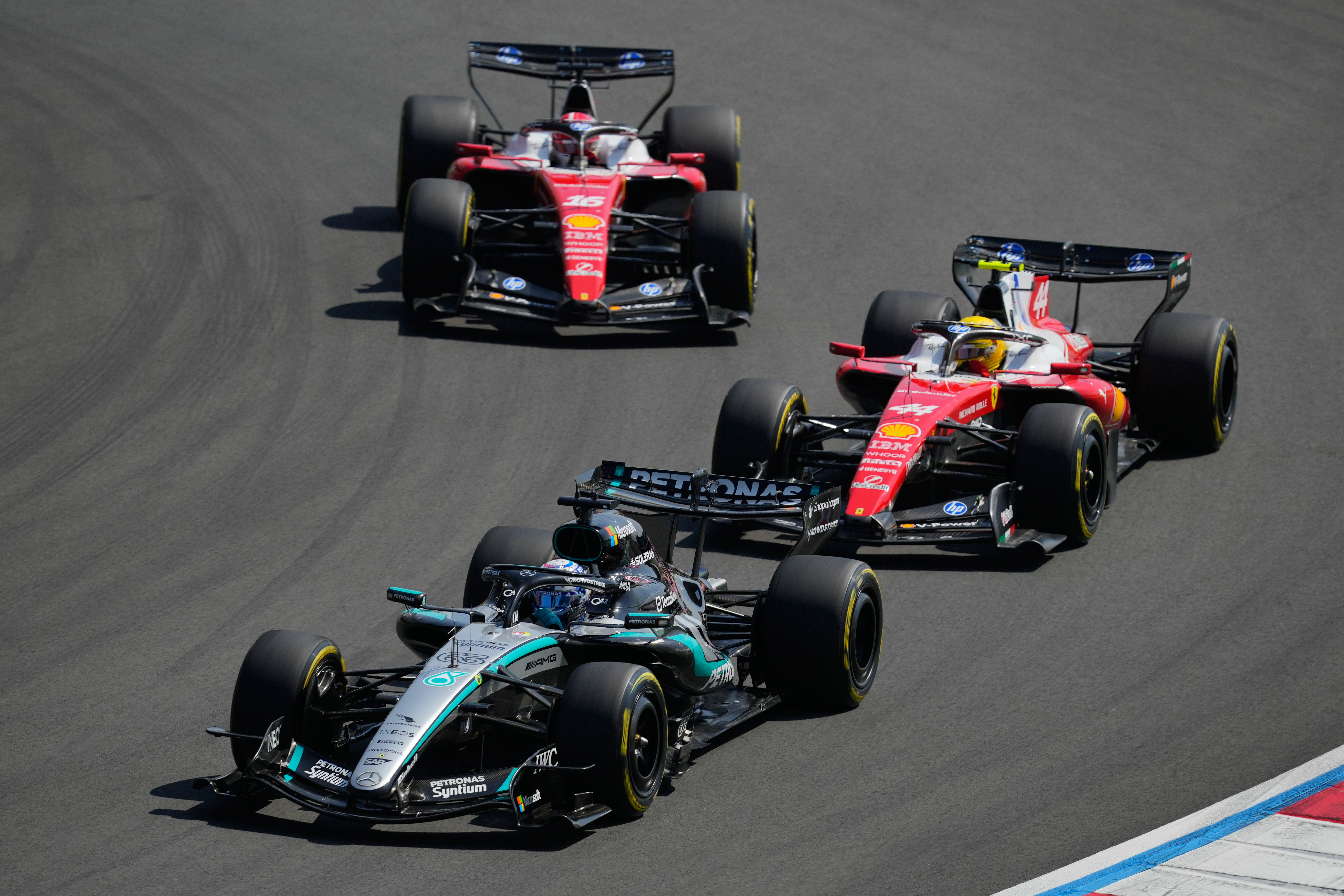 Close-up of Kimi Antonelli in his cockpit during the 2026 Canadian Grand Prix, focused with helmet visor down