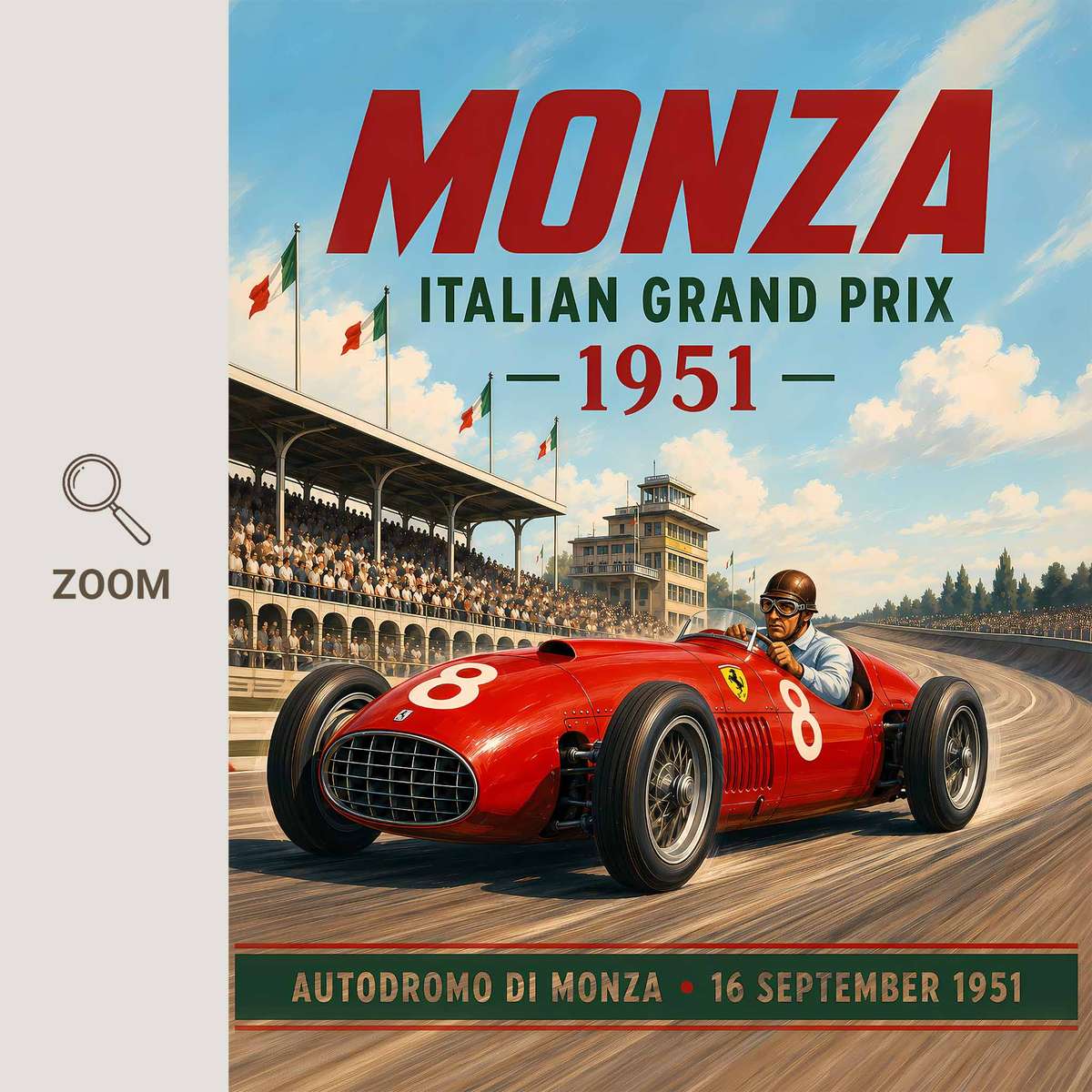 Decorative Autodromo Nazionale Monza Circuit artwork designed for motorcycle fans and garage decor