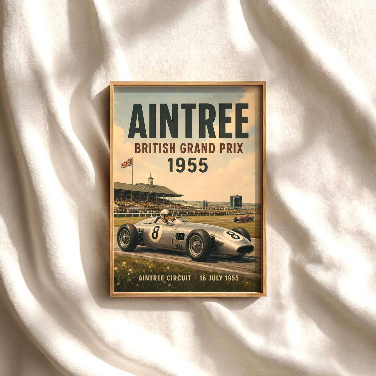 Formula 1 Grand Prix Silverstone Fans – Aintree 1955 Formula 1 Poster, Grand… Formula 1 poster displayed as motorsport wall art