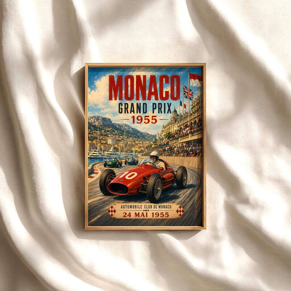 Formula One Monaco – 1955 Street Racing Poster, Wall Art F1, F1 Poster Design… Formula 1 poster displayed as motorsport wall art