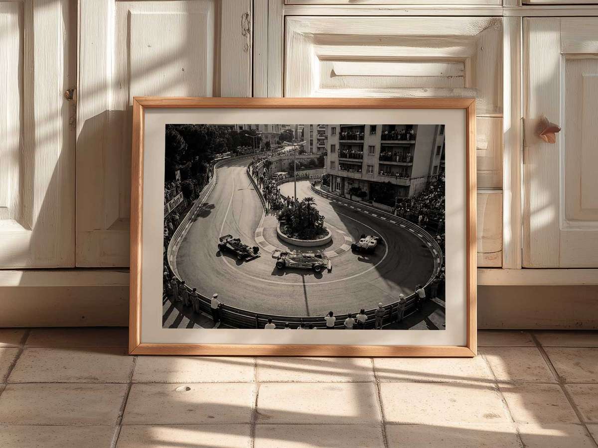 F1 shown in a vintage composition showcasing high-speed motion and track atmosphere inspired by how the 1980s vintage look deepens the heritage of the