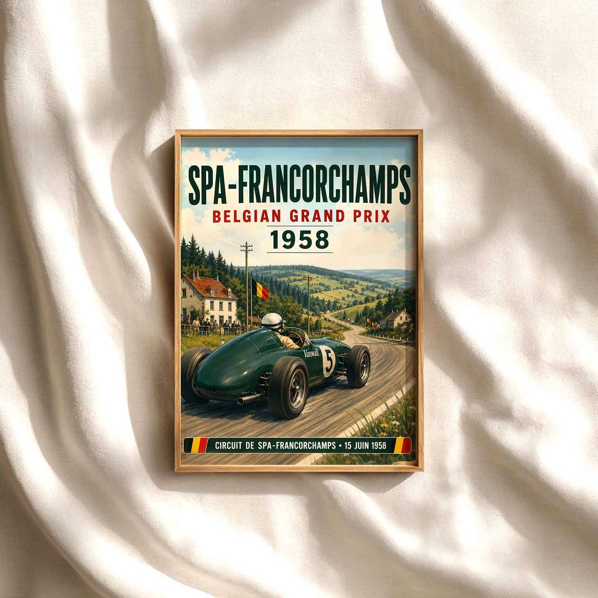 Spa F1 Circuit Poster – Belgian Grand Prix 1958, F1 Poster, F1Art, Retro Formula… Formula 1 poster displayed as motorsport wall art
