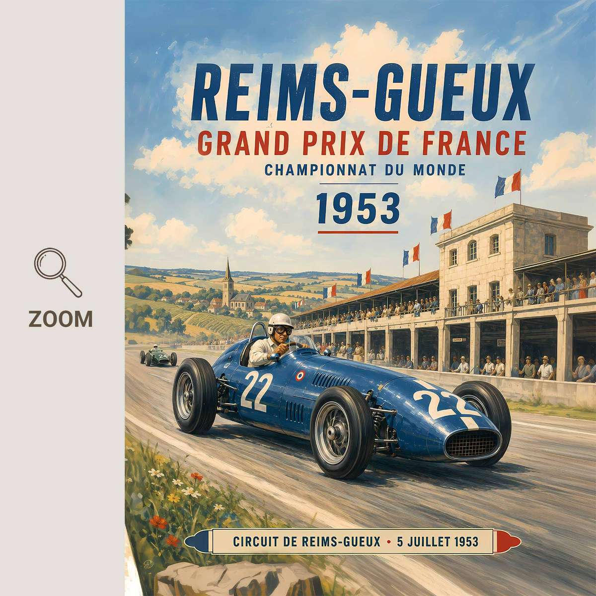 F1 decorative print featuring race action framed by a bold circuit atmosphere inspired by 6 vintage formula 1 for racing enthusiasts