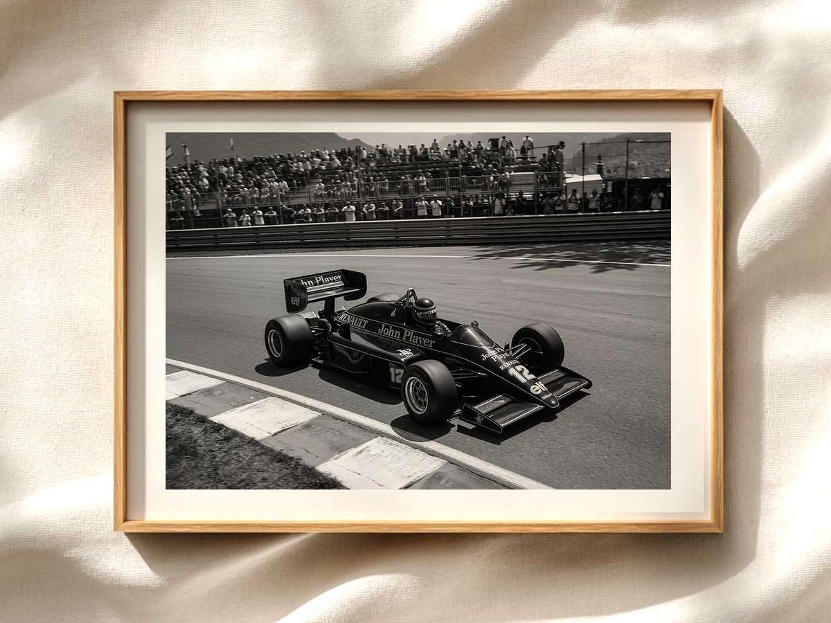 Lotus Silhouette with Djeddah Skyline Formula 1 poster displayed as motorsport wall art