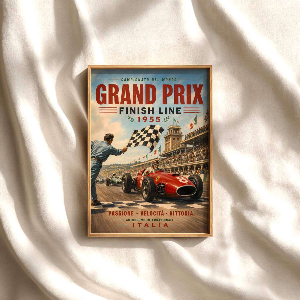 Formula 1 USA Fans – Italian Finish Line Poster, F1Art, F1 Oil Painting, Retro… Formula 1 poster displayed as motorsport wall art
