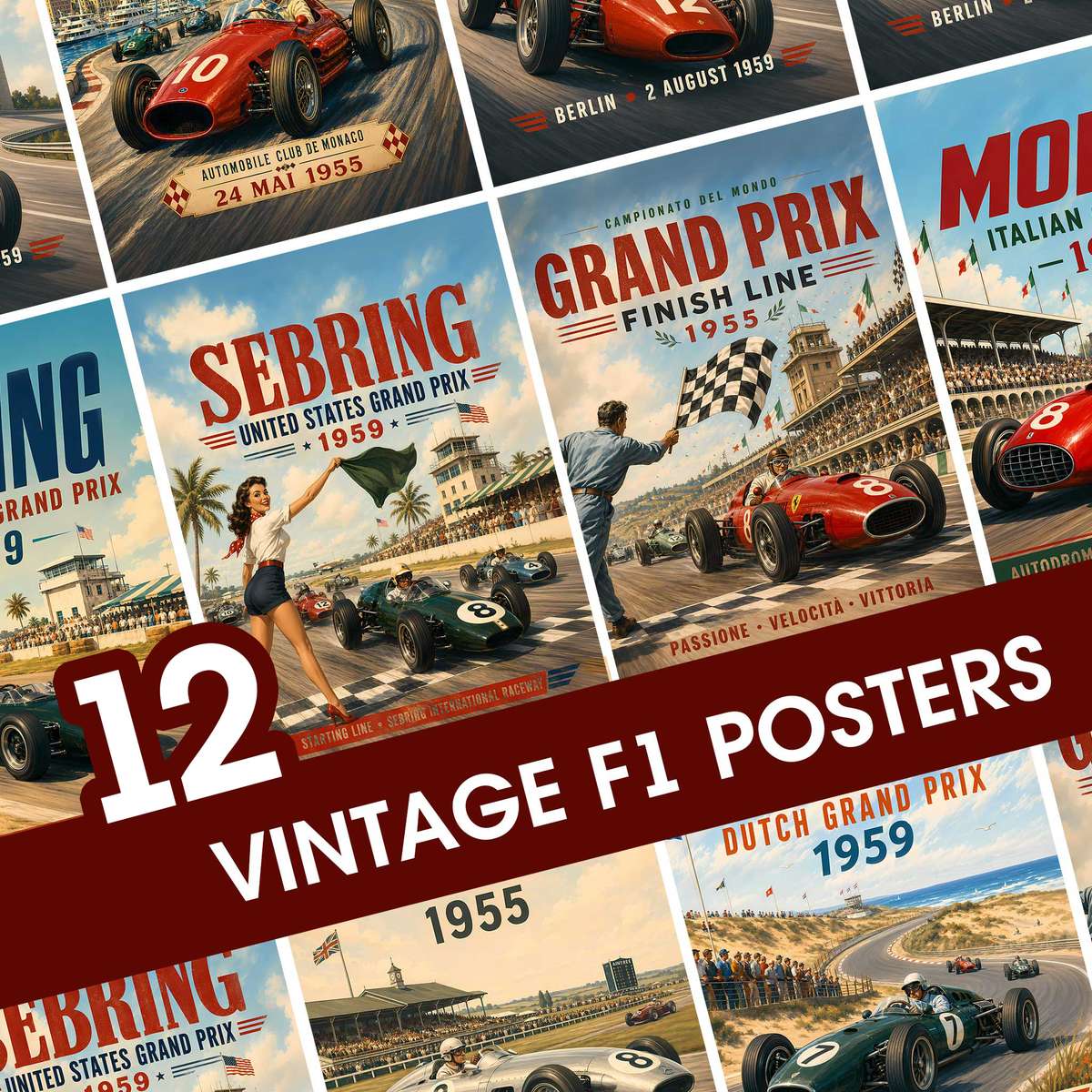 F1 poster combining high-speed motion and track atmosphere in a fast-paced composition