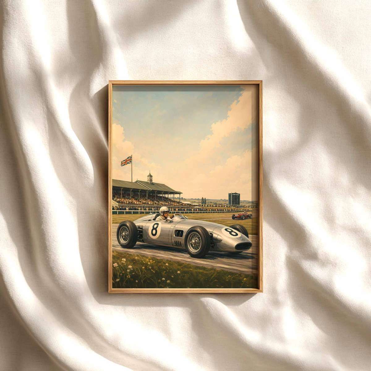 Formula 1 wall art showcasing race action framed by a bold circuit atmosphere and a bold visual character