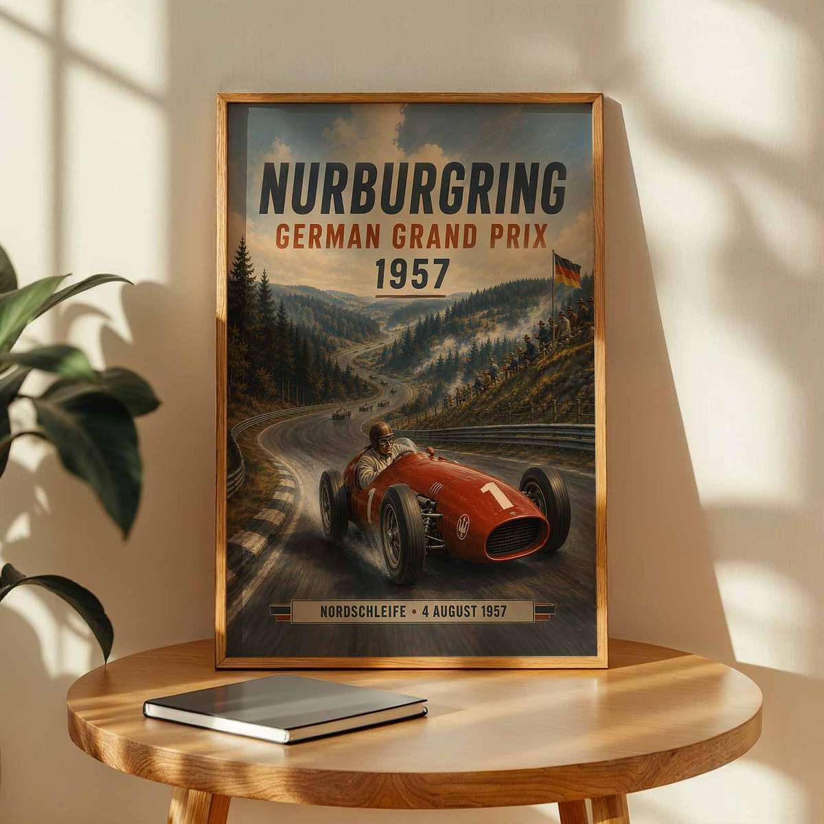 Formula One Nurburgring wall art showcasing racing lines with dramatic circuit energy inspired by f1 nurburgring nordschleife and a fast-paced visual character