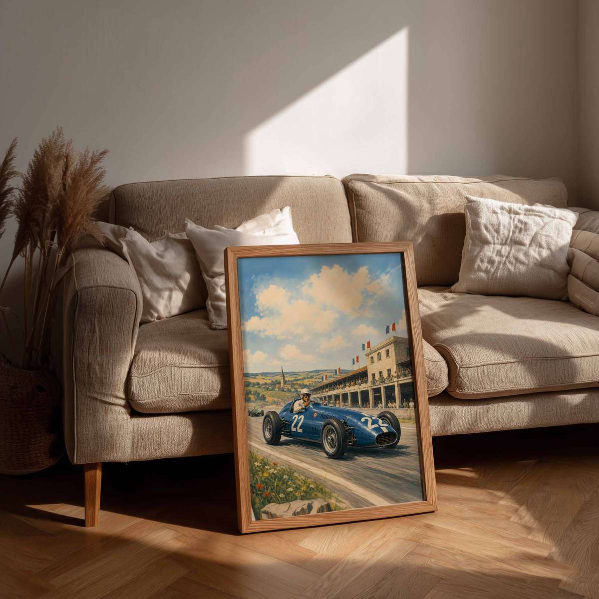 Vintage illustration of Grand Prix in Monaco Fans presented through speed-focused composition with trackside detail inspired by reims-gueux 1950s formula one