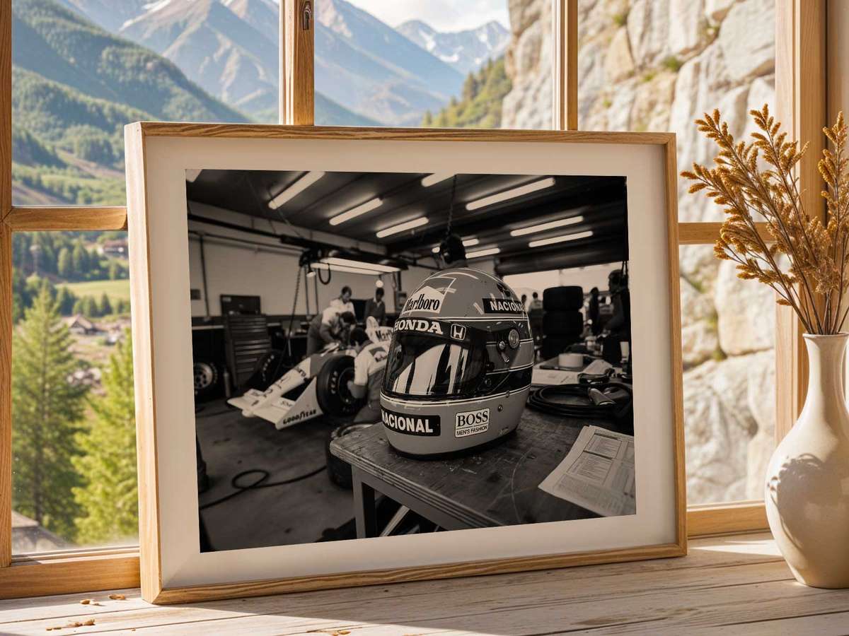 How 1980s Vintage Aesthetics Deepen the Legacy of Formula 1 Grand Prix poster combining speed-focused composition with trackside detail in a dramatic composition