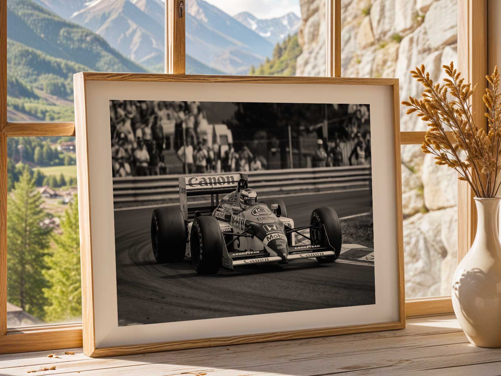 High-contrast graphic silhouette of Lando Norris against a minimalist background emphasizing form and movement
