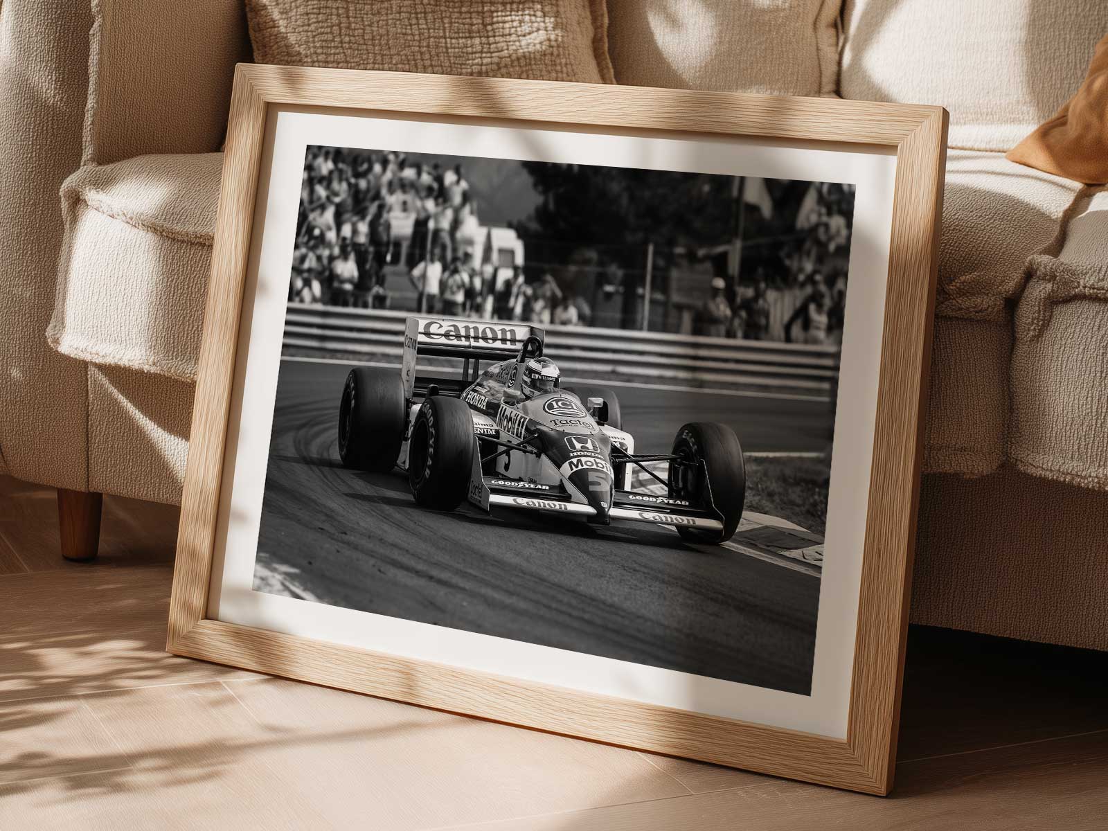 Stylized poster composition of Lando Norris with balanced negative space and iconic framing suggesting heroism