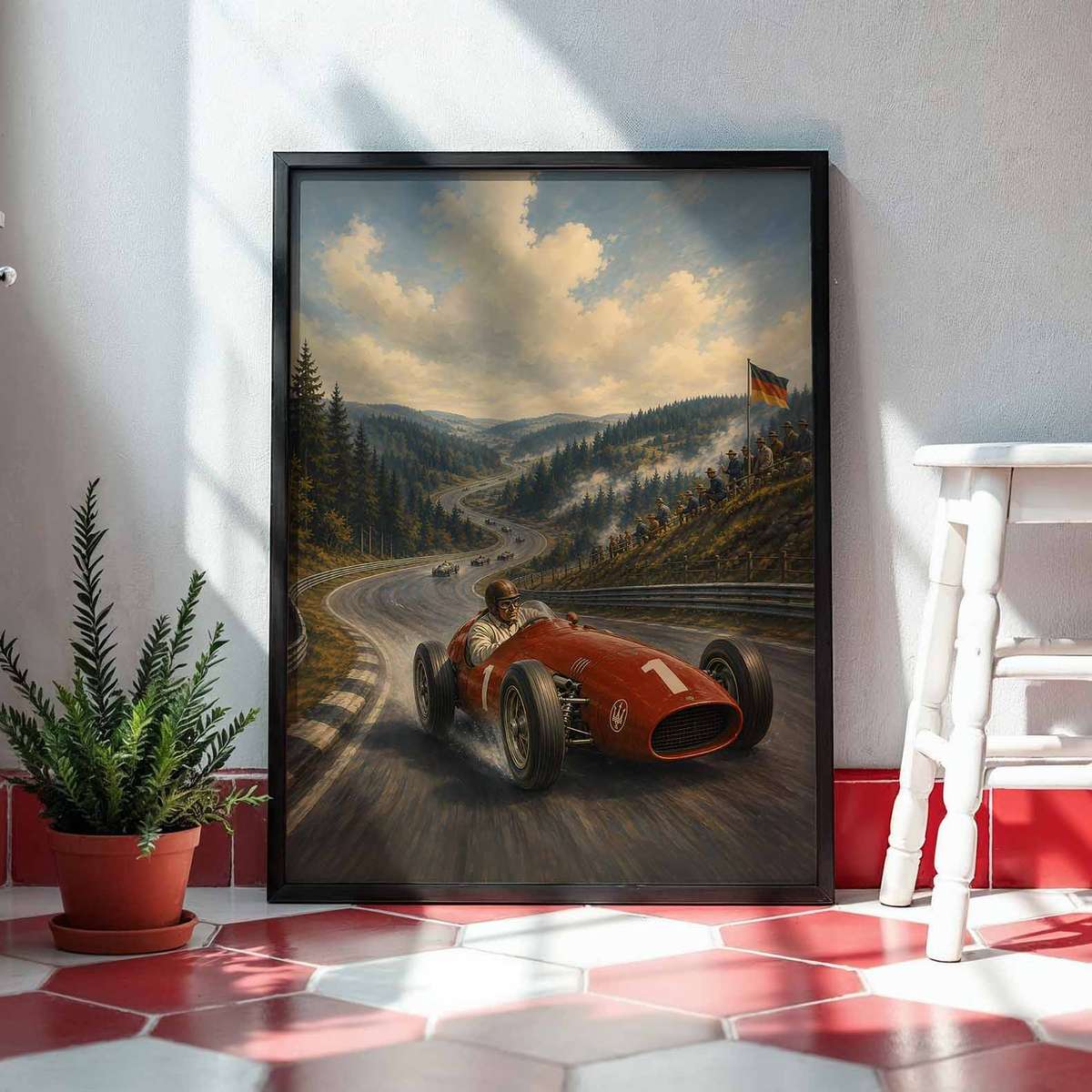 Gallery-style F1 Monaco Grand Prix Fans artwork with vintage details for modern living space decor