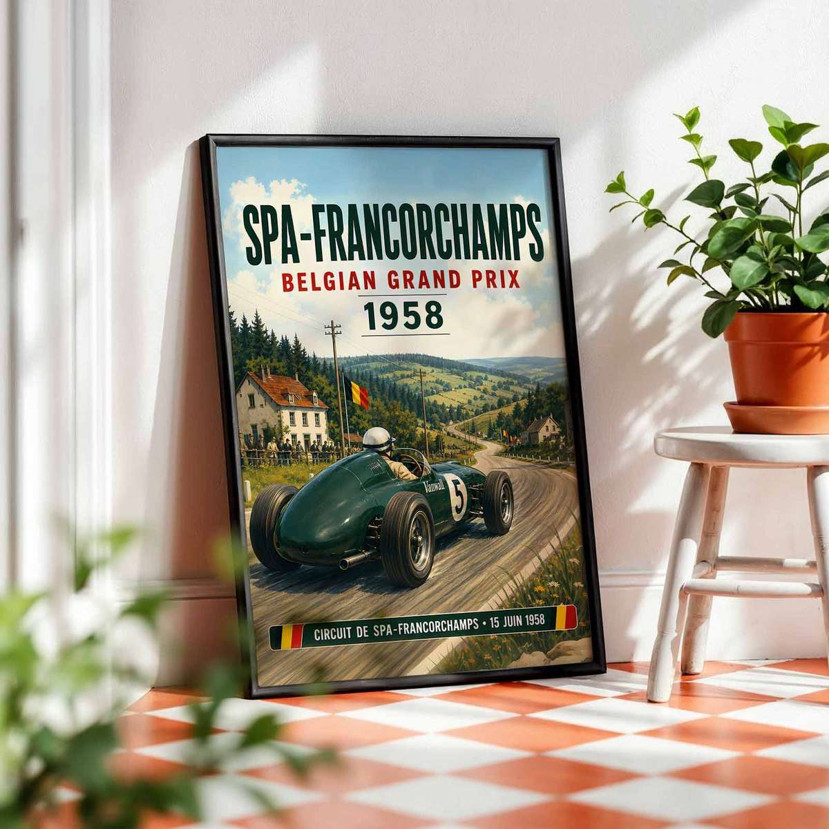 Spa F1 Circuit decorative print featuring racing lines with dramatic circuit energy for racing enthusiasts