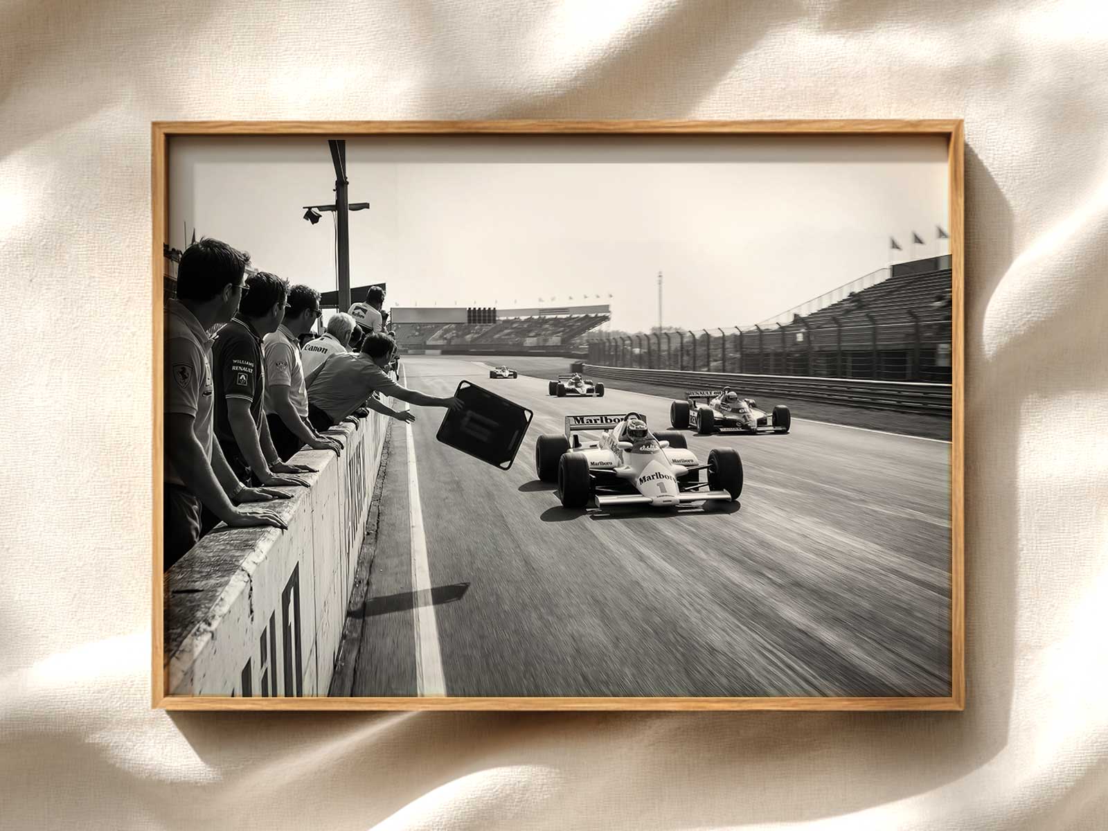 Portrait of Michael Schumacher bathed in warm directional light, creating a cinematic, emotional atmosphere for a poster