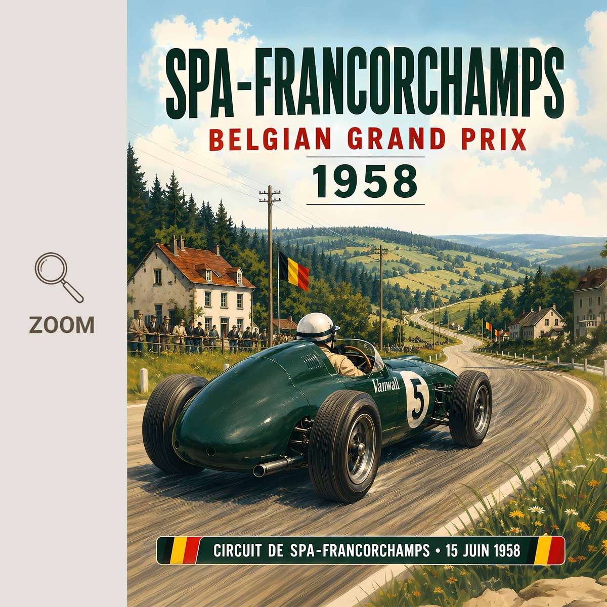 Decorative Spa F1 Circuit artwork designed for racing enthusiasts and gaming room decor