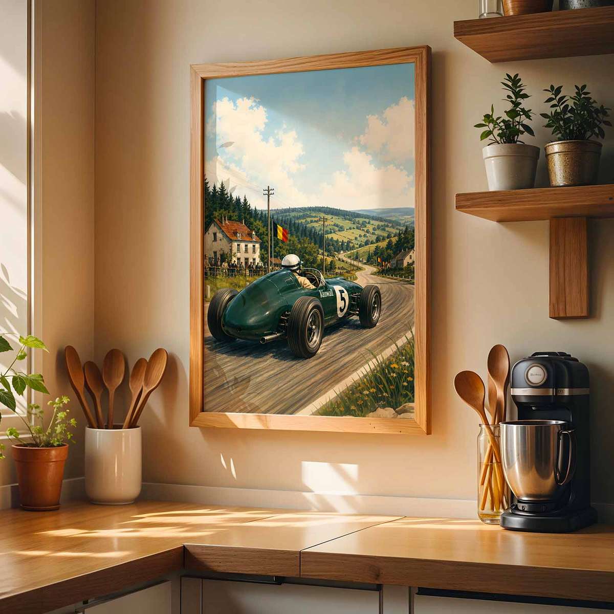 F1poster decorative print featuring speed-focused composition with trackside detail for motorcycle fans
