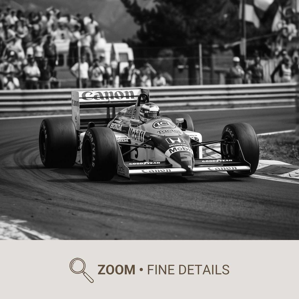 Lando Norris in a triumphant pose with raised chin and relaxed shoulders, rendered as a bold poster composition