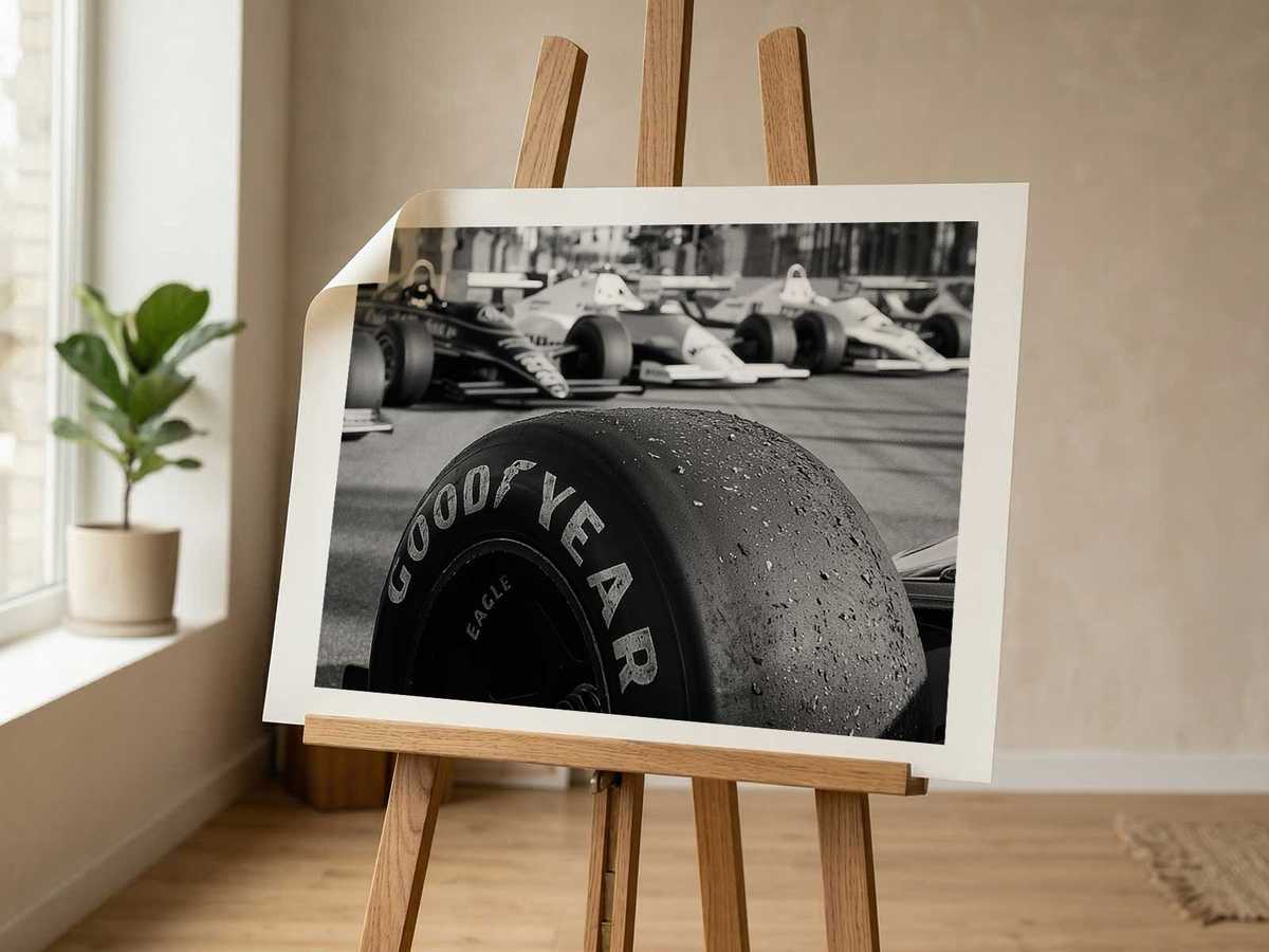 Close-up of F1 tyre tread showing wear after repeated low-speed cornering at Monaco