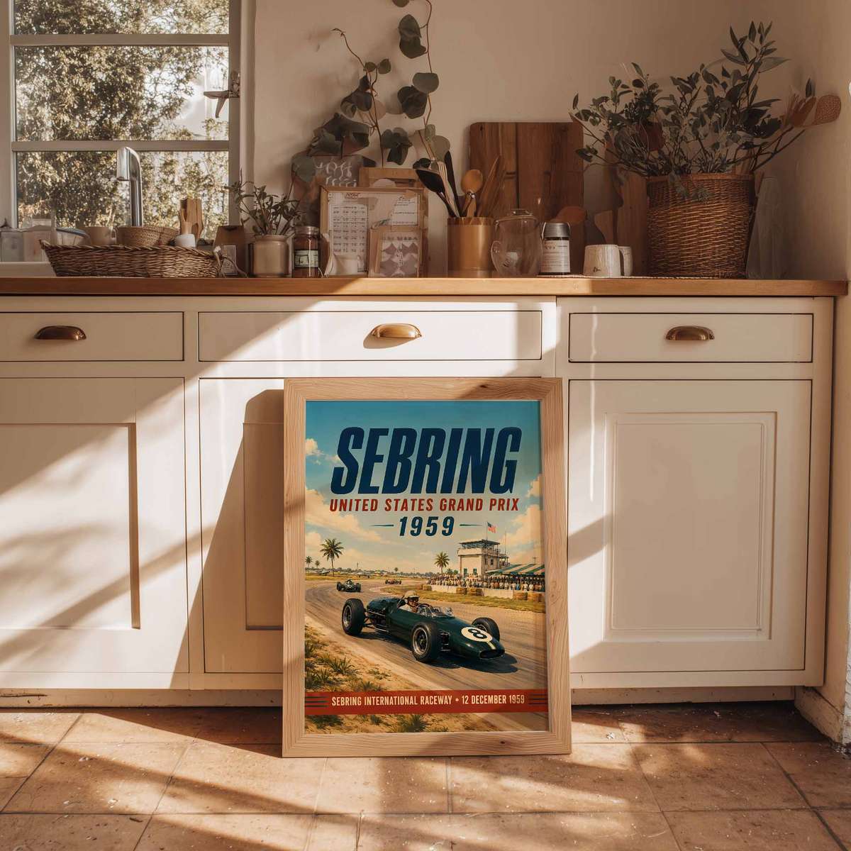 Vintage poster of USA Grand Prix created for gallery wall decor
