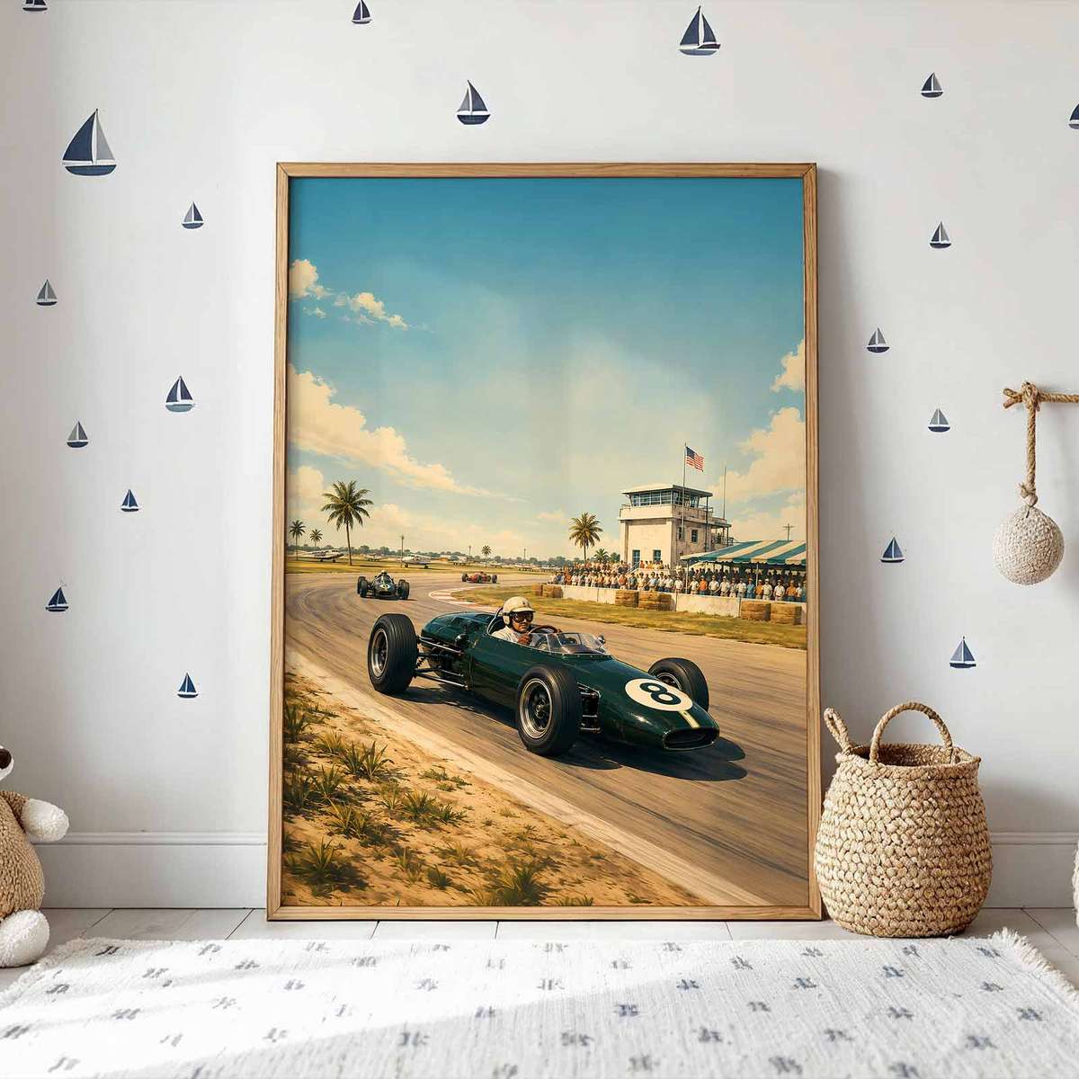 Retro painting of USA Grandprix created for office decor