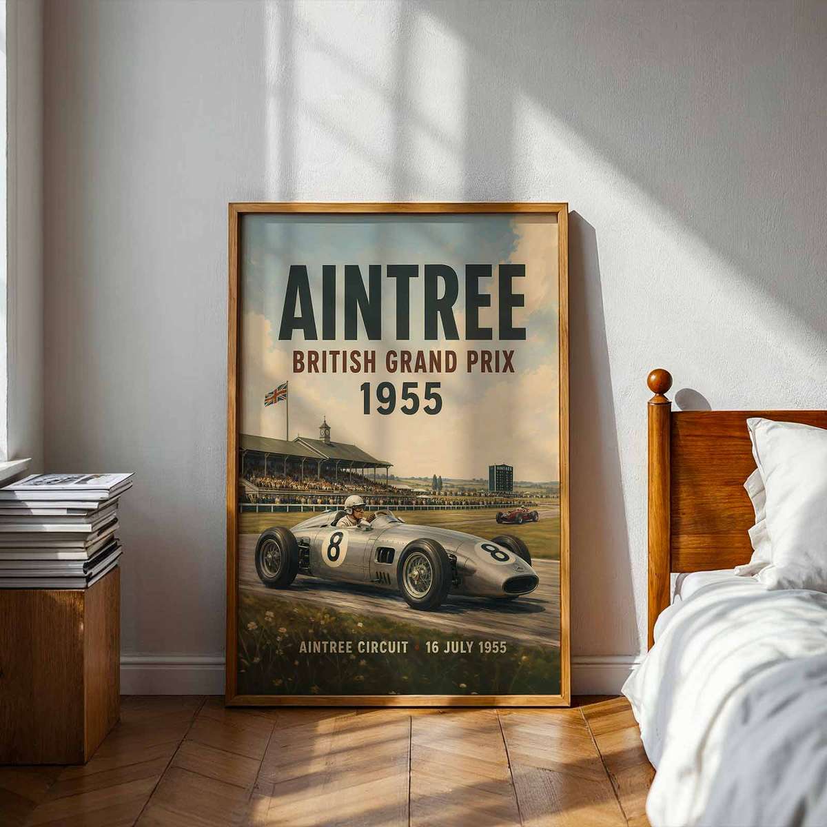 Formula 1 Grand Prix Silverstone Fans poster combining motorsport engineering and intense visual movement in a energetic composition