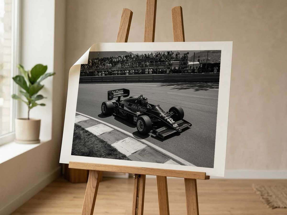 Why a Lotus F1 Works as Premium and Motorsport Passion decorative print featuring high-speed motion and track atmosphere for motorsport fans