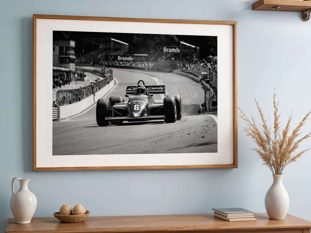 Why a Tyrrell F1 Works as Premium and a Celebration of… decorative print featuring race action framed by a bold circuit atmosphere for track-day admirers